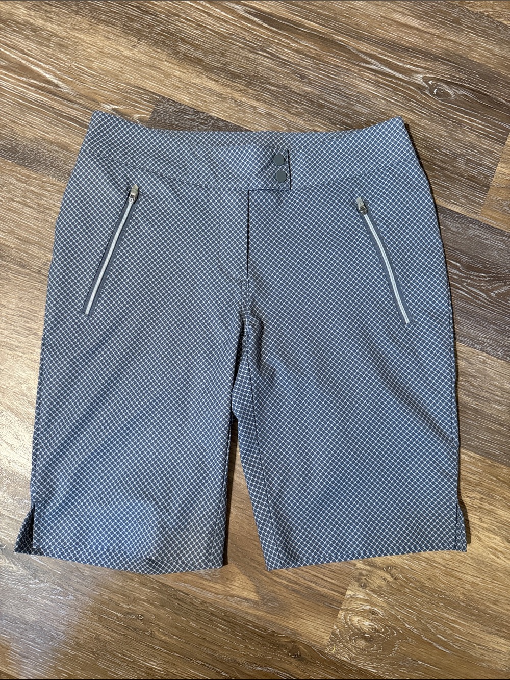 Annika Cutter & Buck Navy Diamond-Pattern Performance Bermuda Shorts